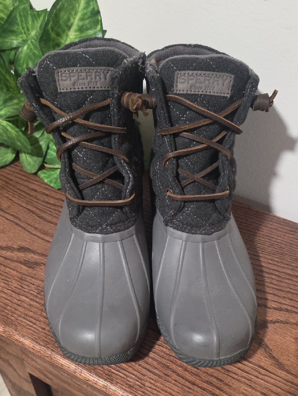 Sperry Duck Boots Topsider Side Zipper Gray Womens 8